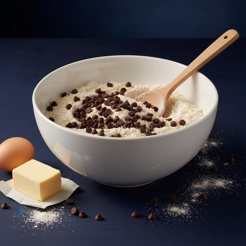 Cookie Bakmix – IKEA schaal met pollepel, ei, boter en chocolade